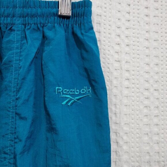 Vintage Reebok Nylon Windbreaker Aqua Blue Elastic Cuff Pants Women's Size Large - Picture 11 of 12